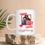 Red Heart Frame Couple Photo Mug Anniversary