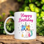Cute Cat Printed Birthday Mug For Cat Lovers Gift